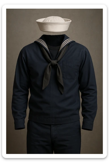 Make this U.S. Navy Seaman Recruit (E-1) insignia look more realistic with authentic uniform background and details, but still showing no insignia. Maintain a realistic style with detailed fabric texture and colors typical of a U.S. Navy uniform, without any insignia visible. sticker