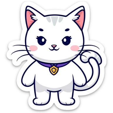 a white cat wearing a fancy costume sticker