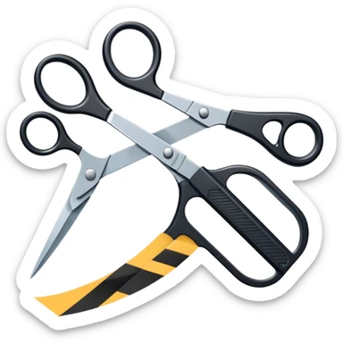 a pair of scissors cutting a section of film tape sticker