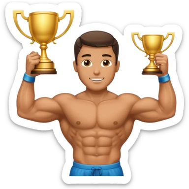 a man lifting trophy  sticker
