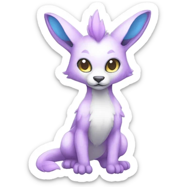 Cute cool white blue purple pink animal hybrid Fakemon full body sticker