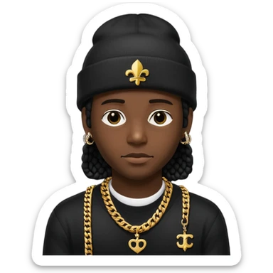 need underground rap aesthetic emoji profile pic for my rap Instagram @foevlone so maybe in a black chrome hearts style beanie that says FV on it and add a Cuban chain sticker