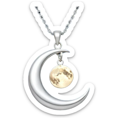 Moon charm in necklace – silver crescent moon
 sticker