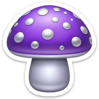 purple mushroom with silver stars on it cute sticker