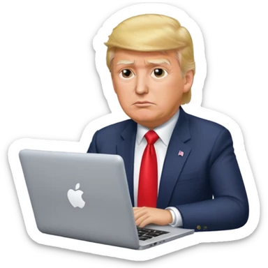 trump with laptop sticker