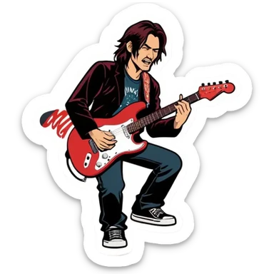 Ywuukii/mtndwr breaking her fender  guitar  sticker