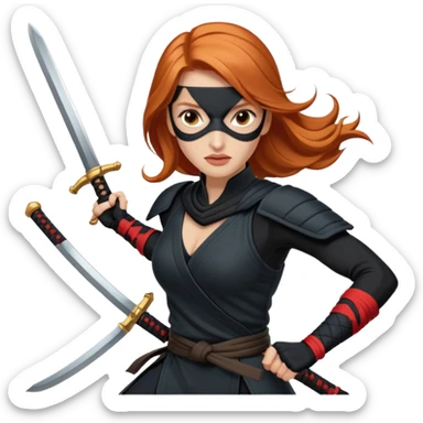 Jessica Chastain, in a ninja position with big swords sticker