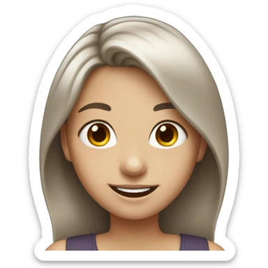 Brown-haired with white strand of hair girl smiling  sticker