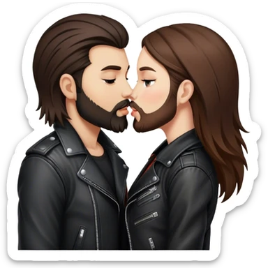 A rocker girl with kissing a brunette boy with a beard and leather jacket  sticker