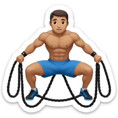 man doing Plank Waves in a crossfit training , with ropes sticker