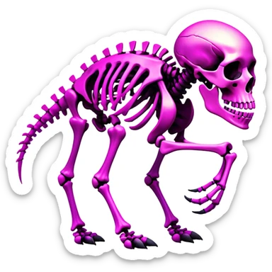 A black and magenta gradient epic shiny cool edgy skeletal animal, full body sticker