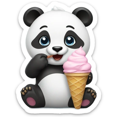 Panda eating ice cream sticker