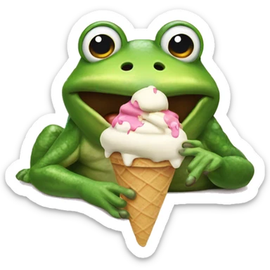 A giant frog eating ice cream sticker