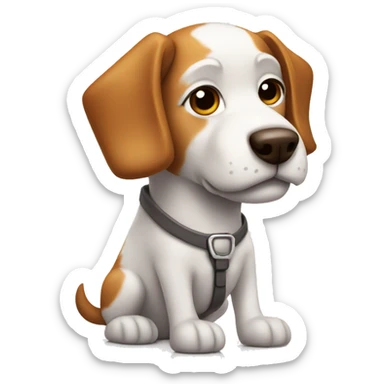 Dog white fin whith some kind of brown spot dressed as an architect sticker