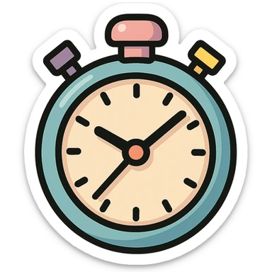 sports stopwatch icon in icon-color-outlined style, vector look with shadows and highlights, detailed shading, thin clean outlines, soft rounded features, pastel palette #98B5BC #B5B3C1 #C9A3C9 #E4C0CA #F7DCD1 #F7C0AA, Japanese pop art, sticker look, highly detailed sticker