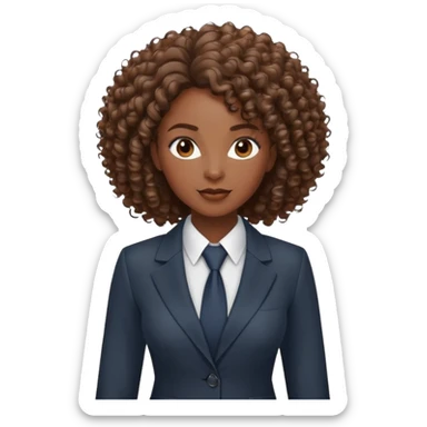 Professional African businesswoman with natural curly hair, wearing business suit, confident expression sticker