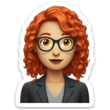 red bull witch journalist with red hair and rectangle eyeglasses sticker