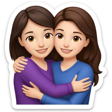 two women lying on top of each other wrapped around each other lying down both brunette  sticker