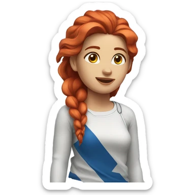 a red hair female on everest with greek flag sticker