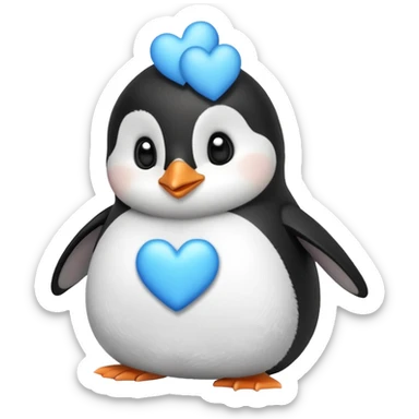 loving cute penguin whit blue hearts around him sticker
