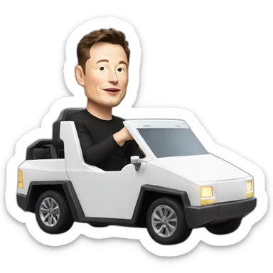 Elon musk riding in a Tesla cyber truck  sticker