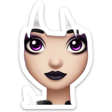 Elissabat-lightpinkskin-with-bangs-long-hair-dark-plumpurple-and-black-vampire-goth-makeup-pinkeyes-romanticgothcloses- sticker