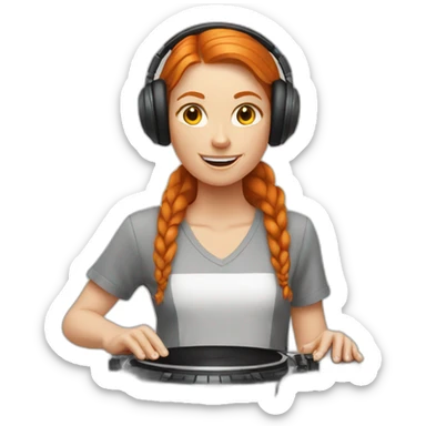 ginger woman mixing platines DJ sticker