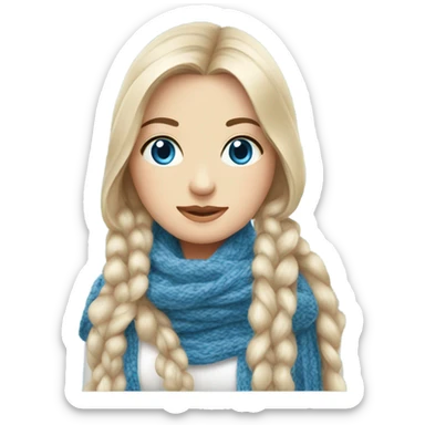 beautiful finnish fair long hair woman with blue eye knitting floral scarf sticker