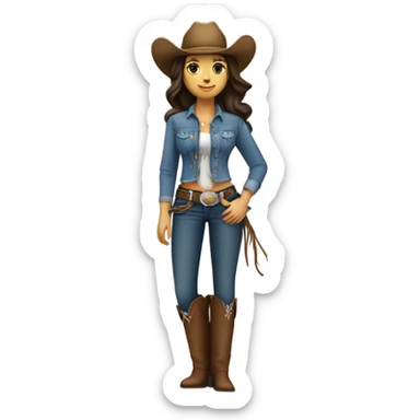 Very pretty brunette cowgirl with light skin sticker