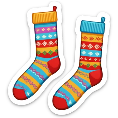 A 8-bit pixel art emoji of a pair of socks sticker