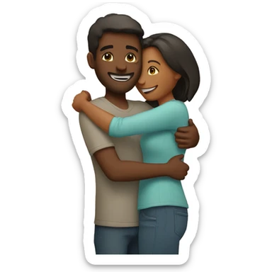 couple hug with warm smiles sticker