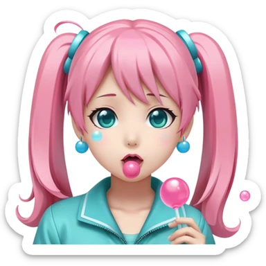 Hatsune miku blowing bubblegum sticker
