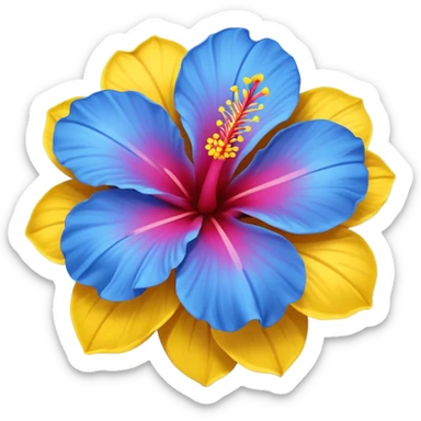 a blue flower similar to a hibiscus flower but more similar like a emoji  sticker