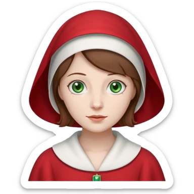 Handmaid woman with brown hair and green eyes. Only head sticker