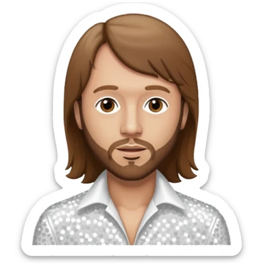 Maurice Gibb from Bee Gees with long brown hair, white sequin outfit  sticker