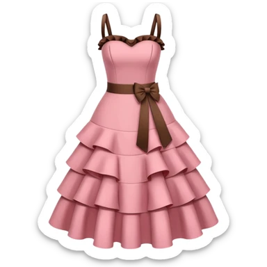 brown pink strapless dress with ruffles sticker