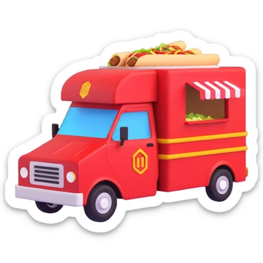 generate me a 3D red truck shawarma sticker