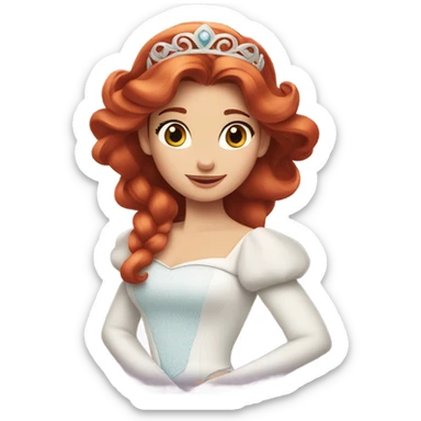 red haired Disney princess in white dress sticker