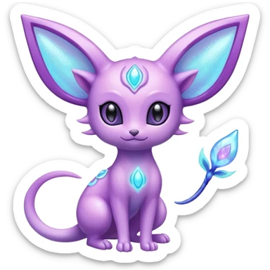 Shiny Sparkly Bioluminescent Glowing Espeon-Lumineon-Skitty-Amaura-Dragonair-Fakémon-hybrid-creature (full body)  sticker