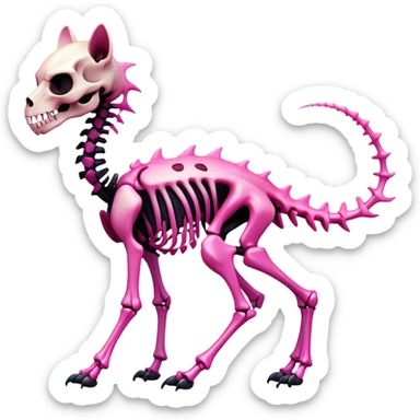 A black and pink gradient epic shiny cool edgy skeletal animal, full body sticker