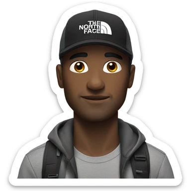 a guy with The North Face shirt sticker