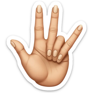 hand with rock symbol with the middle and index finger crossing over, middle behind index sticker