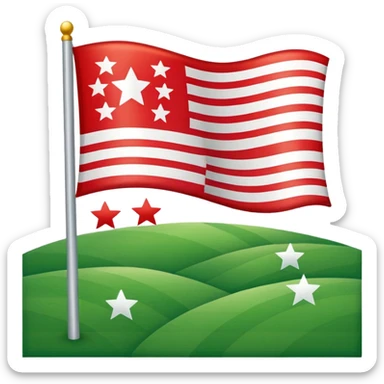 Lienzo Verde (Izquierda): En el extremo izquierdo (pegado al asta) hay un campo de color verde. ​Las Franjas (Derecha): El resto de la bandera se divide en tres franjas horizontales de igual tamaño: roja la superior, blanca la de en medio y roja la inferior. Y cinco estrellas blancas sticker