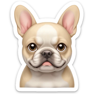 jealous white french bulldog with gray ears sticker