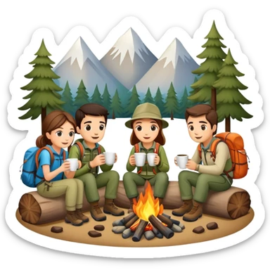 two men and two women camping sticker