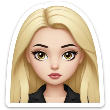 pale skin, bratz baddie, beautiful eyes,dark eyebrows, eyeliner, blonde hair sticker