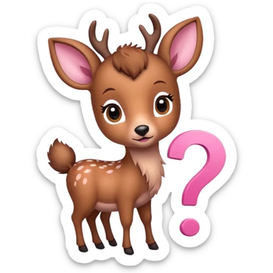 Baby deer and pink question mark sticker