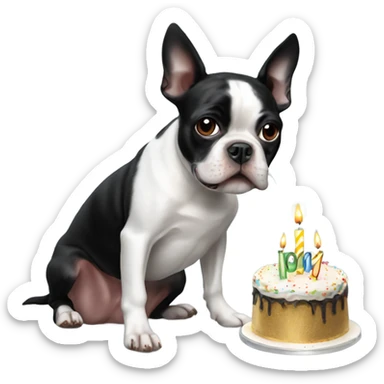 Bostonterrier birthday sticker