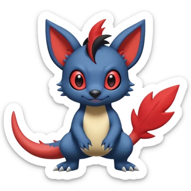 Cute adorable Stitch-Litten-Salandit-Noibat-Zangoose-fusion, full body sticker