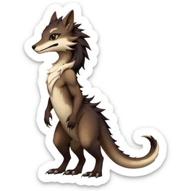 Brown and beige badass elegant wild beautiful natural cute badass epic exotic anthro modern furry sergal-vernid-creature, full body, dark-brown-black-gradient pretty hair, aesthetic, art by LiLaiRa, art by art by Falvie sticker